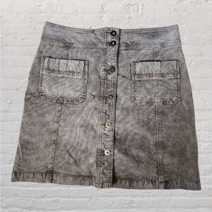Prana Brown/Gray Button-Front Corduroy Skirt